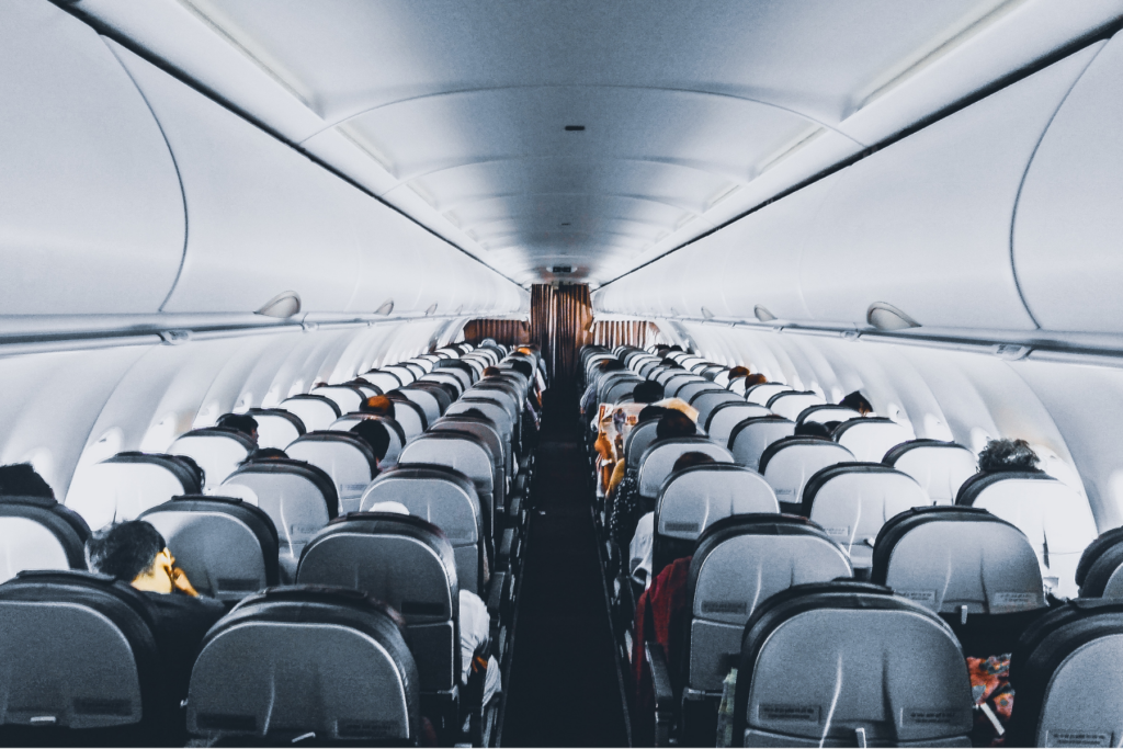 airplane cabin for demonstrating exercises for long haul flights